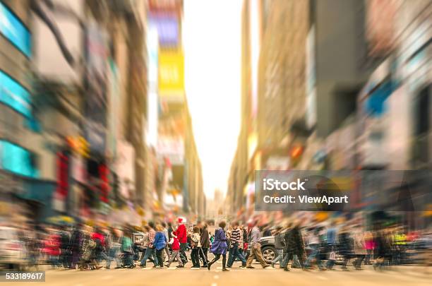 People Walking And Traffic Jam In New York City Manhattan Stock Photo - Download Image Now