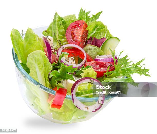 Fresh Tasty Salad Over White Stock Photo - Download Image Now - 2015, Appetizer, Cheese