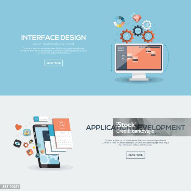 Flache Design Illustration Konzept Stock Vektor Art und mehr Bilder von Mobile Anwendung - Mobile Anwendung, Entwicklung, 2015