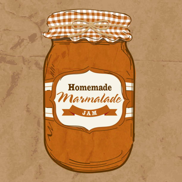 домашние джем мейсон jar с топ в клетку - food jar backgrounds breakfast stock illustrations