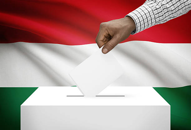 istock Ballot box with national flag on background - Hungary 533192047