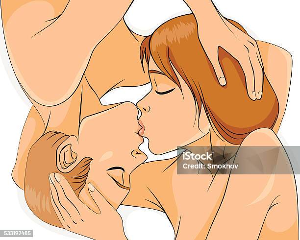 Nude Couple Kissing Stock Illustration - Download Image Now - 2015, Activity, Adult