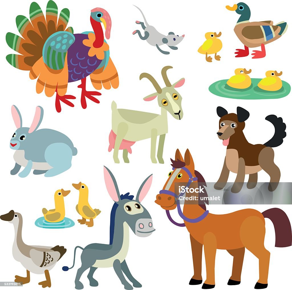 Ilustración de Conjunto De Dibujos Animados Animales Domésticos y más  Vectores Libres de Derechos de 2015 - 2015, Agarrar, Agua - iStock