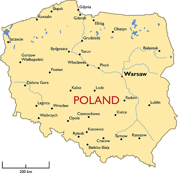 Poland map Vector detailed color Poland map gdynia stock illustrations