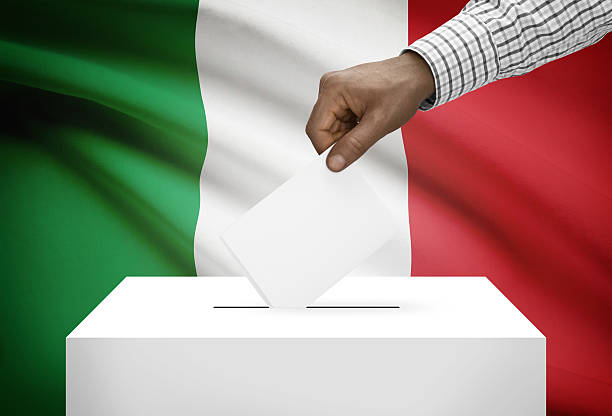 istock Ballot box with national flag on background - Italy 533193619