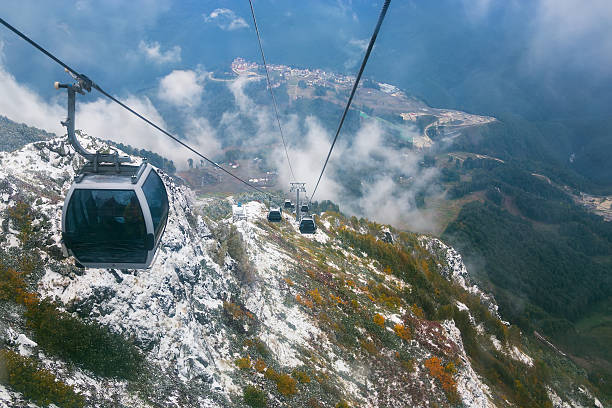 Photo of Line of lifts in high mountains