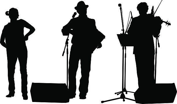 ilustrações de stock, clip art, desenhos animados e ícones de grupo de países - popular music concert singer silhouette musical band