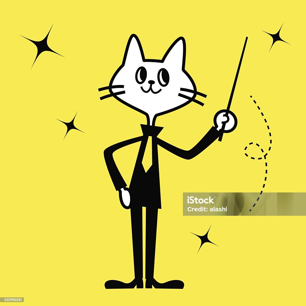 Business Cat holding a pointing stick Vector illustration – presentation of a cat holding a pointing stick. Undomesticated Cat stock vector