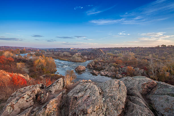 istock mountain autumn landscape with Southern Bug river 533195655