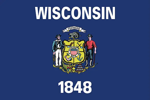 Vector illustration of Wisconsin State Flag