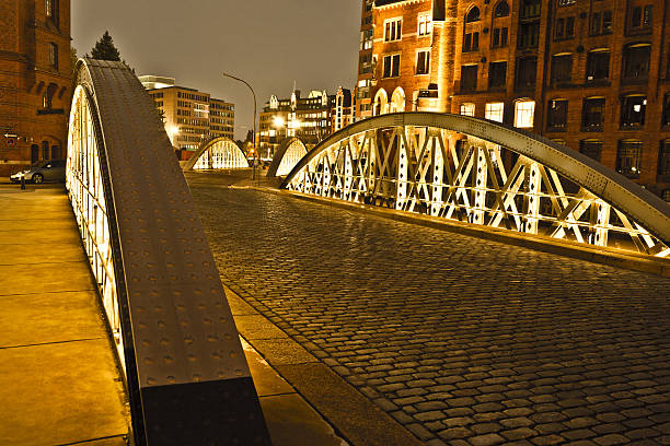 Speicherstadt in Hamburg by night