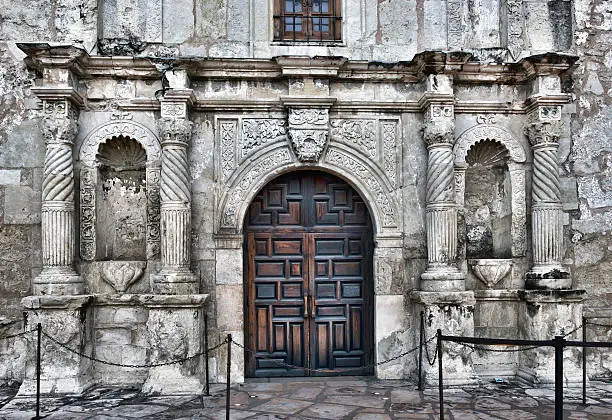 Front entrance to the famous Alamo in San Antonio.