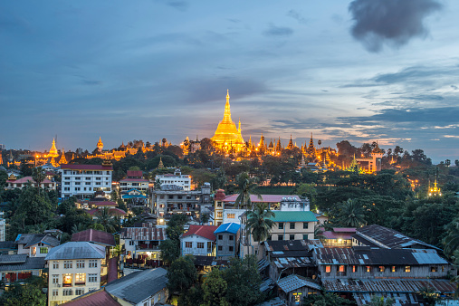 Landmark of Yangon, Shwe-dagon pagoda, Myanmar.