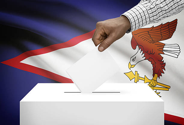 istock Ballot box with national flag on background - American Samoa 533213081
