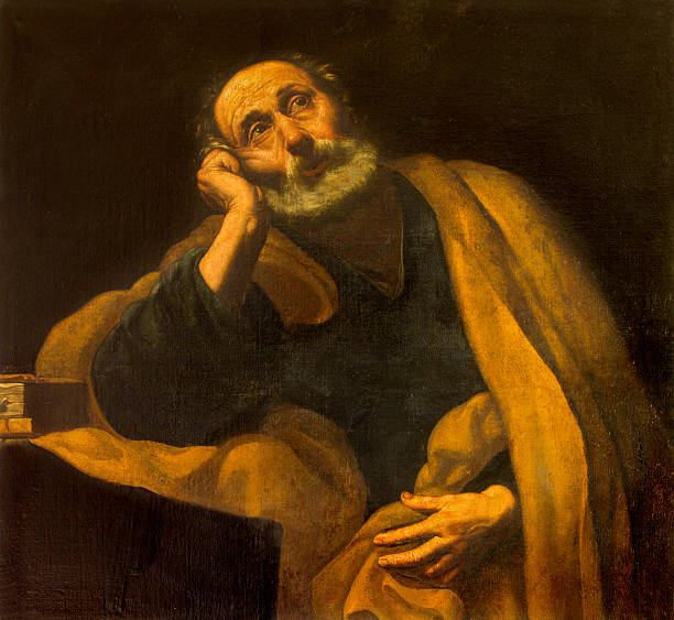 Seville - saint Peter the Apostle paint Seville - The saint Peter the Apostle by unknown painter of school in Seville form end of 17. cent. in baroque Church of El Salvador (Iglesia del Salvador). andalusia photos stock pictures, royalty-free photos & images