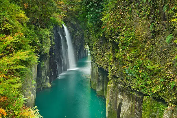 The Takachiho Gorge (Takachiho-kyo, 高千穂峡) on the island of Kyushu, Japan.