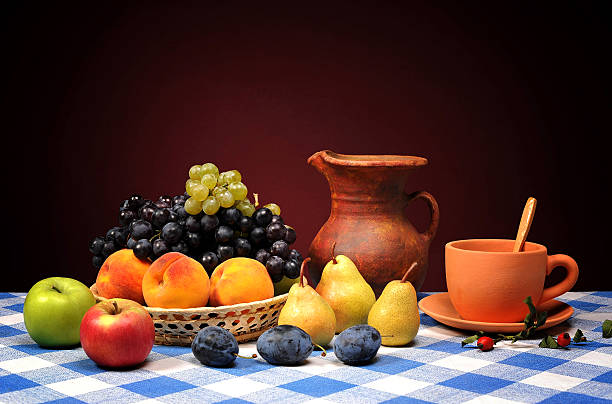 istock Fresh fruits in wicker baskets and pottery 533215529