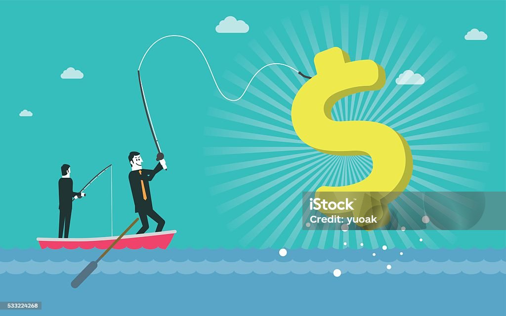 Fish Keep Money Fishing Money Stock Illustration - Download Image Now - Adult, Blue ...