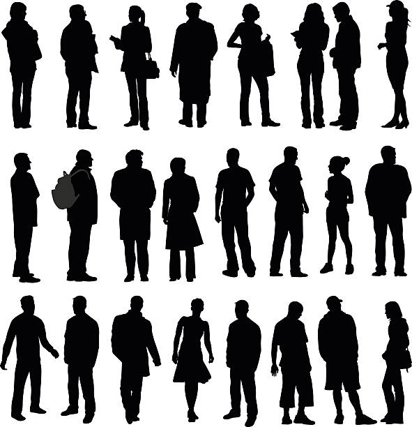 illustrations, cliparts, dessins animés et icônes de silhouette de collection de différents adultes - silhouette men people standing