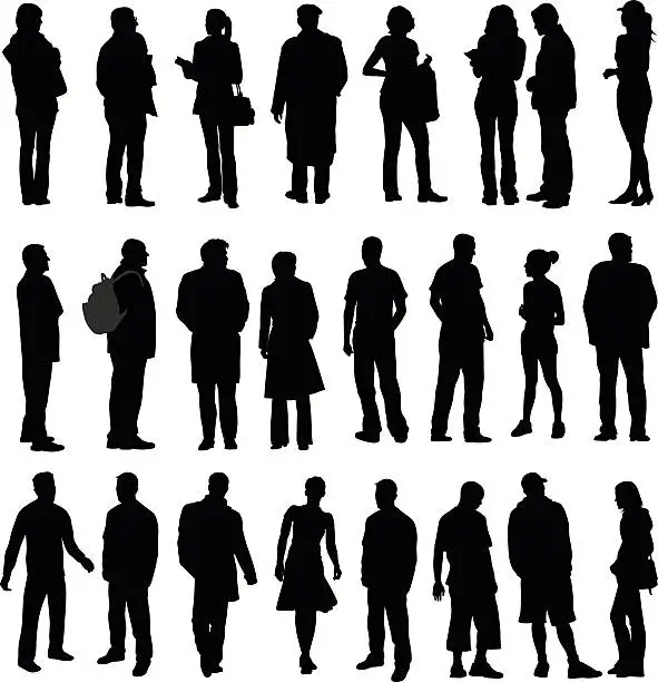 Vector illustration of Silhouette Collection Of Various Adults