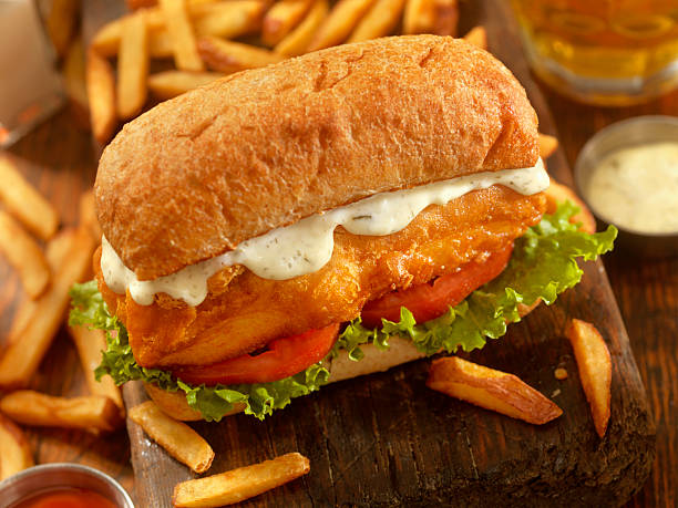 istock Beer Battered Fish Sandwich on a Ciabatta Bun 533225276