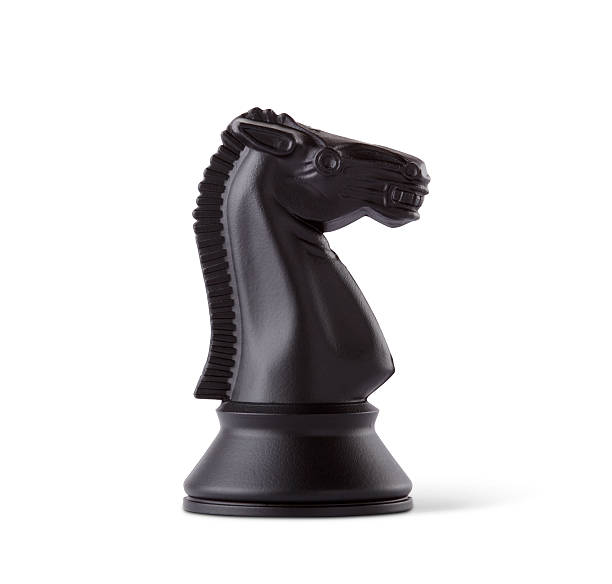 ブラックの騎士チェスの駒 - こま ストックフォトと画像