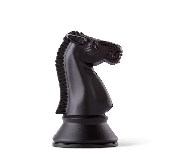 Photo of Black knight chess piece