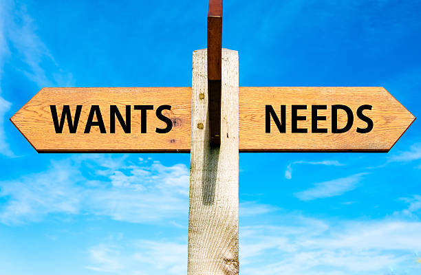 istock Wants versus Needs messages, Consumerism conceptual image 533225759