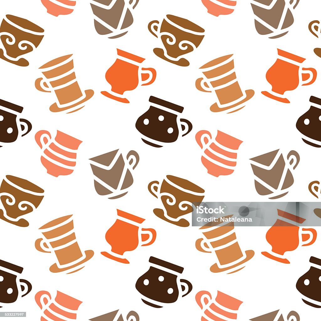 Seamless pattern with silhouettes tea, coffee cups Seamless pattern with silhouettes tea, coffee cups. Repeating tea party background texture - vector artwork 2015 stock vector