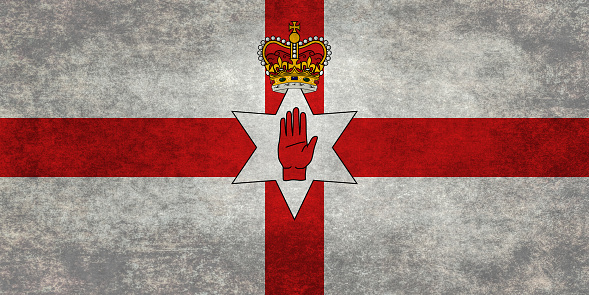 National flag of Northern Ireland (the Ulster banner) textured and distressed version