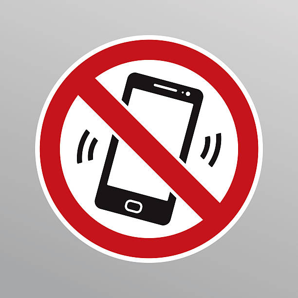 휴대전화 팻말 - cell phone ban stock illustrations