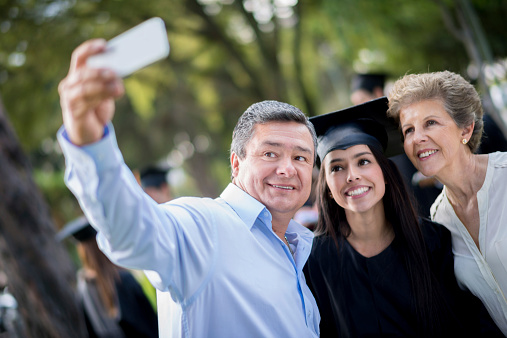 Family portrait on a graduation day