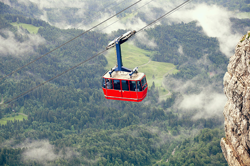 Cable car approach to the top of Pilatus mountain.