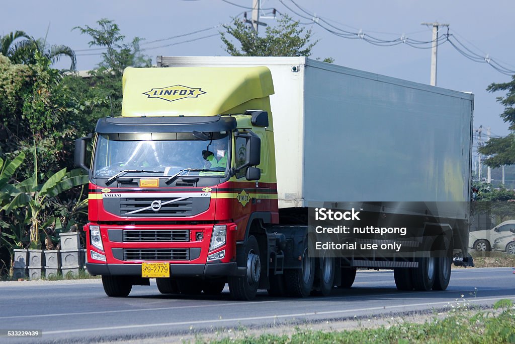 Linfox Truck and Container Chiangmai, Thailand - December  8, 2014:   Linfox Truck and Container For Tesco lotus hypermarket.  Photo at road no.121 about 8 km from downtown Chiangmai, thailand. Linfox Stock Photo