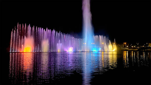 istock Colorful bright fountain with beautiful reflection 533230106