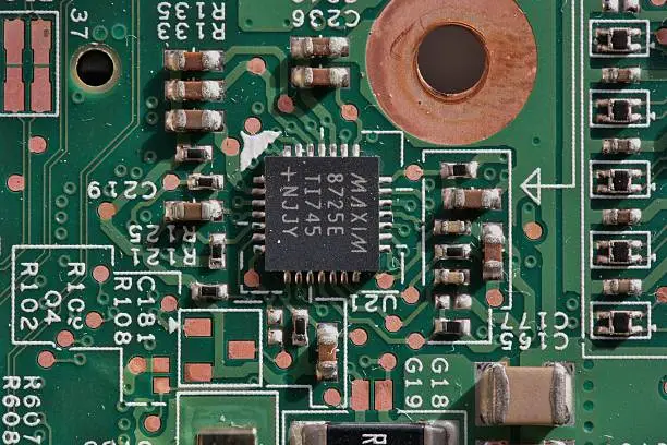 close-up computer electrical components