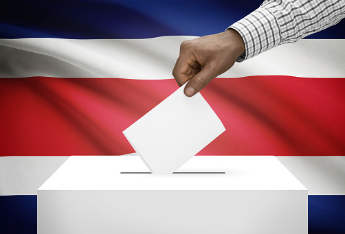 Ballot box with national flag on background - Costa Rica