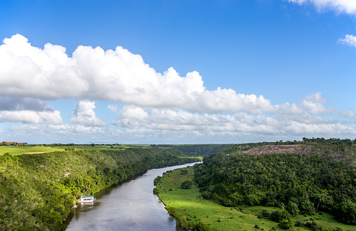 Aerial view of Casa de Campo river in Dominican Republic