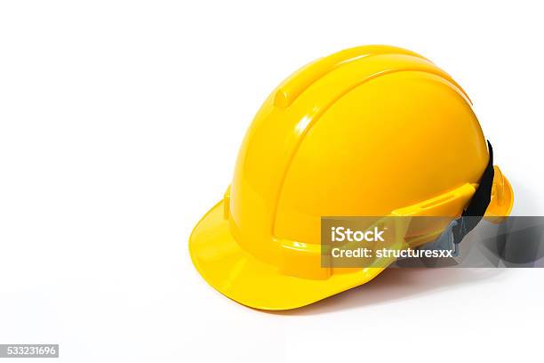 Yellow Safety Helmet Stock Photo - Download Image Now - Work Helmet, Occupation, Cut Out