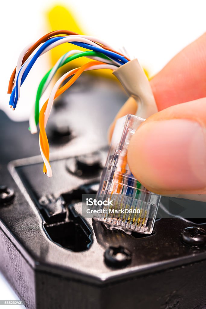 Crimp tool rj45 connector isolated on the white background 2015 Stock Photo