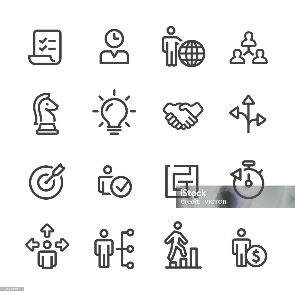 Strategy and Management Icons Set - Line Series View All: Icon Symbol stock vector