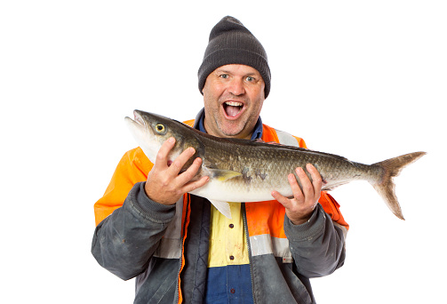 A happy man with a catch of fish