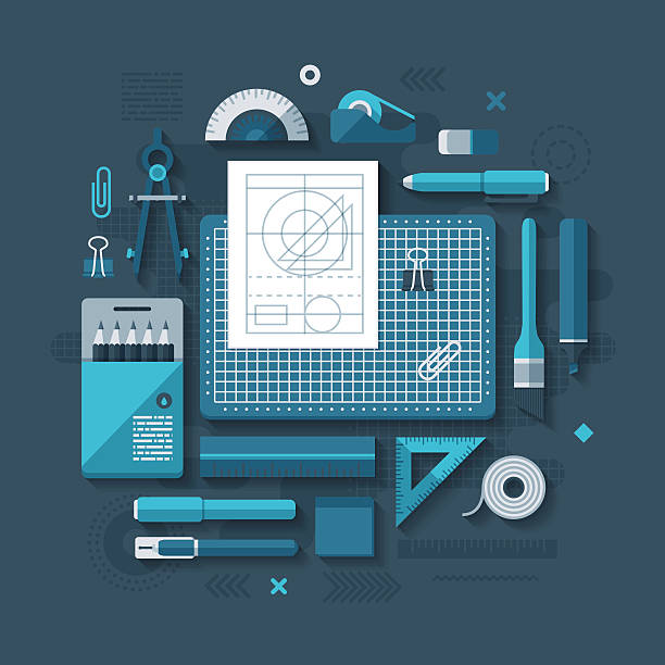 sporządzanie płaskich projekt koncepcyjny - drafting symbol pencil plan stock illustrations