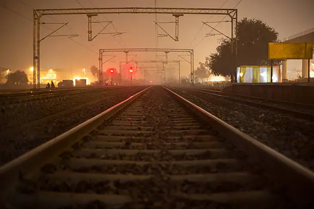 Railway Track in the Night.