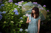 アジアの女性、傘