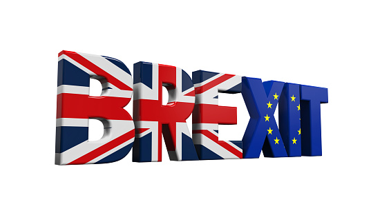 Brexit Text isolated on white background. 3D render