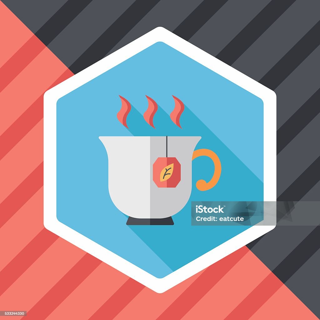 hot tea flat icon with long shadow,eps10 Afternoon Tea stock vector