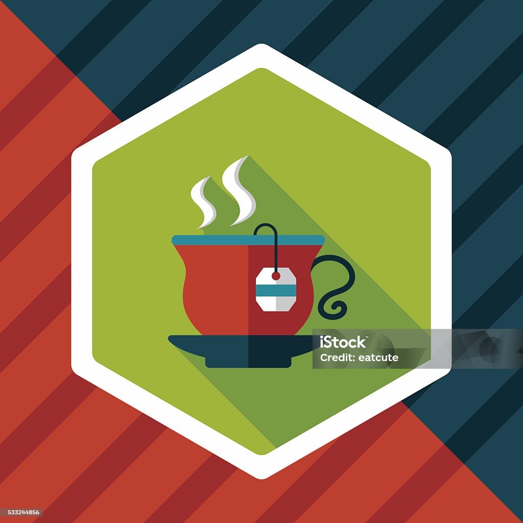 hot tea flat icon with long shadow,eps10 Afternoon Tea stock vector