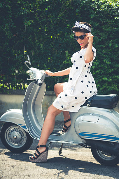 istock Sensual Woman on Vintage Scooter 533246525