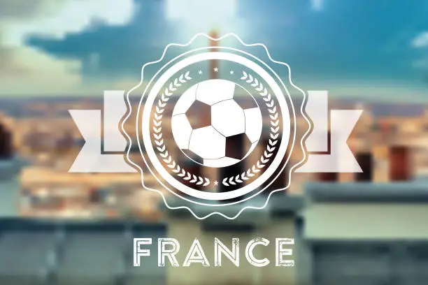 Vector illustration of blurred background with france soccer ball line symbol